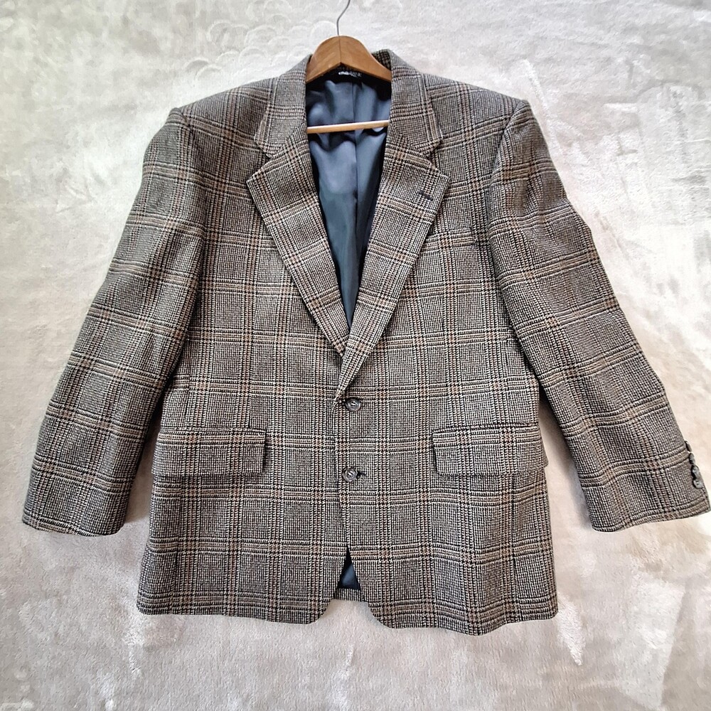 Jos A Bank Blazer Mens 40S Plaid Wool Lambswool Executive Collection Jacket